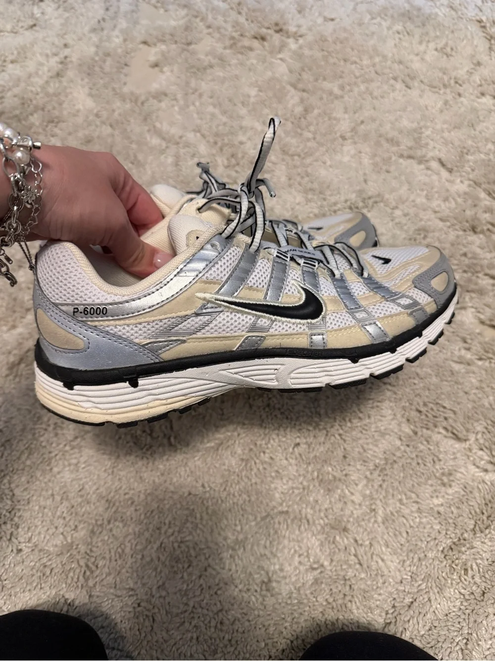 Nike Women’s P-6000 Athletic Sneakers in White, Gray, Cream